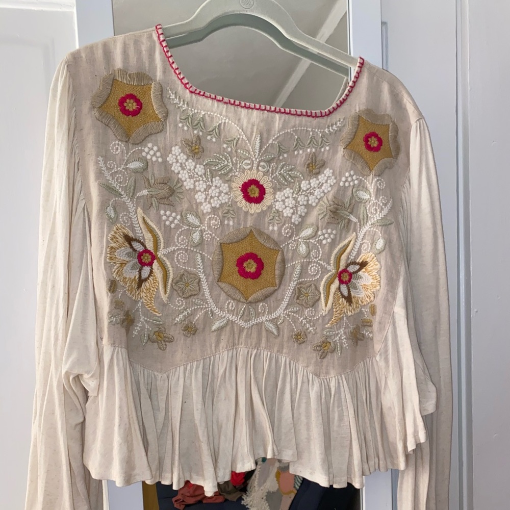 Free People Embroidered Blouse